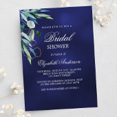 ブライダルシャワーネイビー青緑エレガント インビテーションポストカード