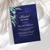 ブライダルシャワーネイビー青緑エレガント インビテーションポストカード