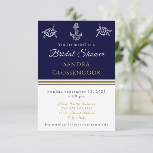 ブライダルシャワーネイビ航海のーブルートルズいかり 招待状 (スタンド正面)