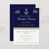 ブライダルシャワーネイビ航海のーブルートルズいかり 招待状 (正面/裏面)
