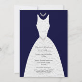 ブライダルシャワーネービーブルービンテージウェディングドレス 招待状 (裏面)