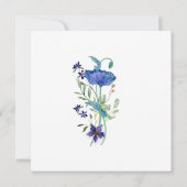 ブライダルシャワーネービーホワイトウォーターカラーポピーフローラ 招待状 (裏面)