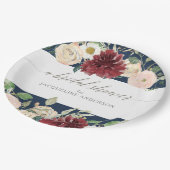 ブライダルシャワーネービー赤面ブルゴーニュバラフローラ ペーパープレート (アングル)