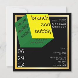 ブライダルシャワーハイテク幾何学ホワイトキューブおもしろい 招待状