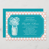 ブライダルシャワーハニカムメイソンジャイルフラワー 招待状 (正面/裏面)