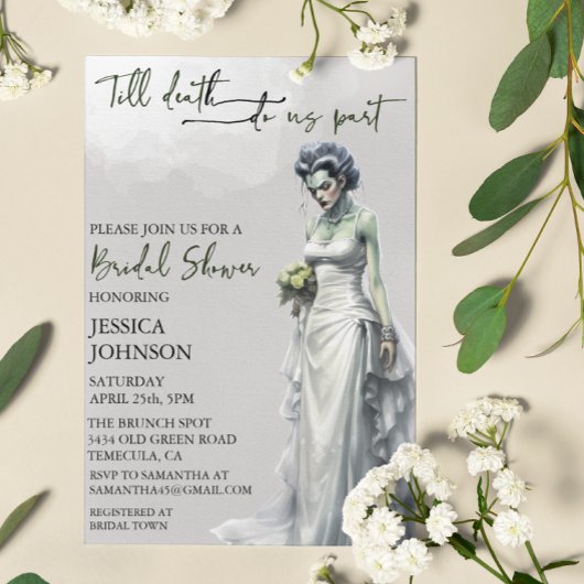 ブライダルシャワーハロウィーンフランケンシュタインの花嫁 招待状