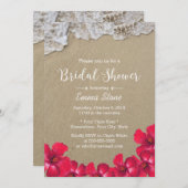 ブライダルシャワーハワイアンビーチウェーブハイビスカスフローラ 招待状 (正面/裏面)