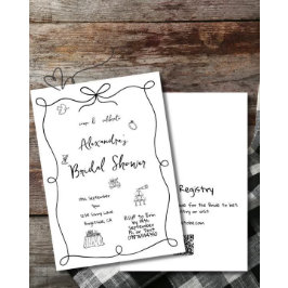 ブライダルシャワーハンドドローシンプルドブお洒落ラック 招待状