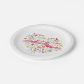 ブライダルシャワーハートフラワーポージアート紙プレート ペーパープレート (アングル)