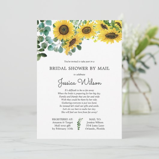 ブライダルシャワーバイメールサンフラワーフローラ招待状 招待状 (スタンド正面)