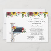 ブライダルシャワーバイメールヒマワリとバラメールボックス 招待状 (正面)