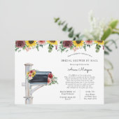 ブライダルシャワーバイメールヒマワリとバラメールボックス 招待状 (スタンド正面)