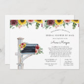 ブライダルシャワーバイメールヒマワリとバラメールボックス 招待状 (正面/裏面)