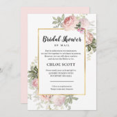 ブライダルシャワーバイメールピンクローズフローラ招待状 (正面/裏面)