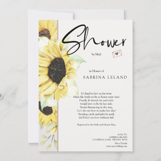 ブライダルシャワーバイメールヴィンテージひまわり 招待状 (正面)
