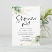 ブライダルシャワーバイメール招待状グリーン金ゴールド 招待状 (スタンド正面)