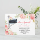 ブライダルシャワーバイメール赤面ピンク白い緑 招待状 (スタンド正面)