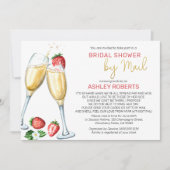 ブライダルシャワーバイメール – いちごシャンパン 招待状 (正面)