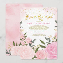 ブライダルシャワーバエレガントイメール赤面ピンクフローラ