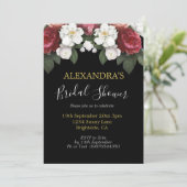 ブライダルシャワーバエレガントルガンディバラブラックシック 招待状 (スタンド正面)