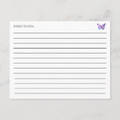 ブライダルシャワーバタフライレシピカードパープルスクリプト エンクロージャーカード (裏面)