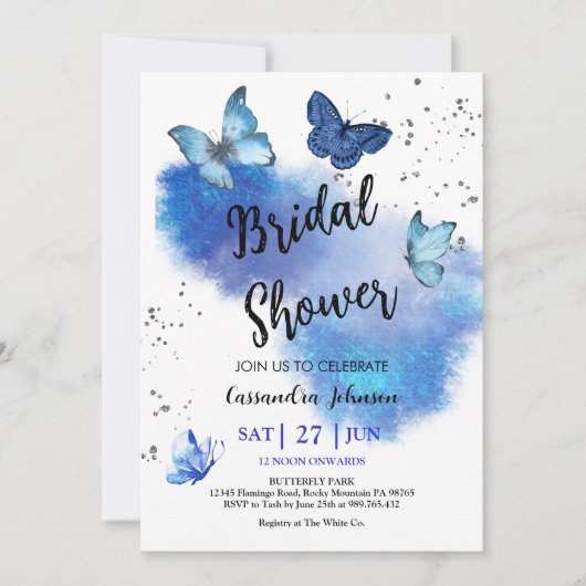 ブライダルシャワーバタフライ招待状 招待状 (正面)