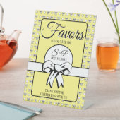 ブライダルシャワーバターイエローホワイト水玉模様ボウ 台座サイン (インサイチュ)