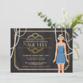 ブライダルシャワーバチェロレッテ1920sガール招待状 招待状 (スタンド正面)