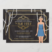 ブライダルシャワーバチェロレッテ1920sガール招待状 招待状 (正面/裏面)