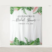ブライダルシャワーバックドロップ熱帯フローラフォトブース タペストリー (正面)