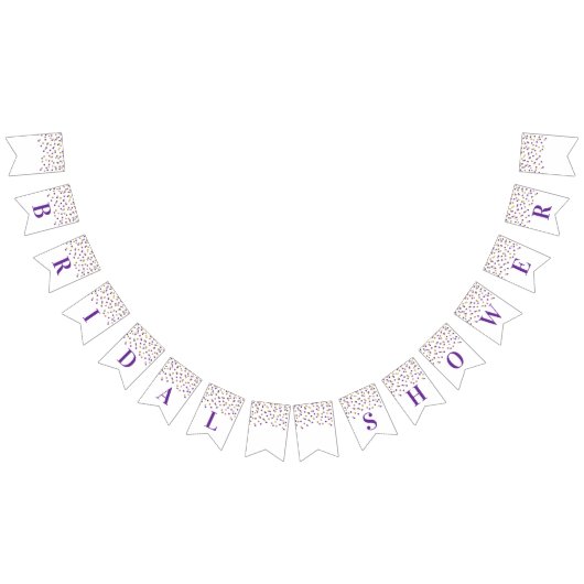 ブライダルシャワーバナーパープル金ゴールド紙吹雪 バンティングフラッグ (全)