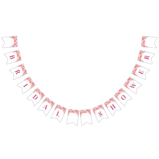 ブライダルシャワーバナーピンク水色の花 バンティングフラッグ (全)