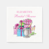 ブライダルシャワーバブルシャンパンギフトバラ スタンダードカクテルナプキン (正面)