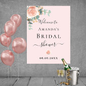 ブライダルシャワーバラピンクフローラの緑の歓迎 ポスター