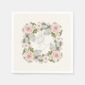 ブライダルシャワーバラ多汁性リースパーティーデコール スタンダードカクテルナプキン (正面)