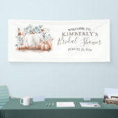 ブライダルシャワーバラ金ゴールドおよびホワイトカボチャ秋 横断幕 (トレードショー)