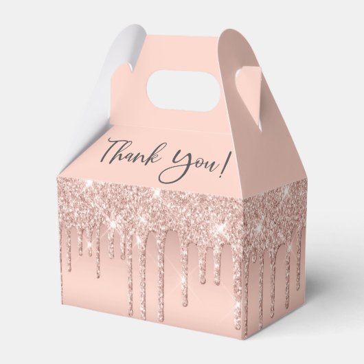 ブライダルシャワーバラ金ゴールドグリッターありがとう フェイバーボックス (正面サイド)