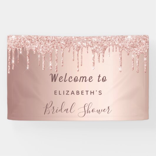 ブライダルシャワーバラ金ゴールドグリッタードライブウェルカム 横断幕 (横)