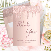 ブライダルシャワーバラ金ゴールドグリッタードリップグラマラス サンキューカード