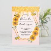 ブライダルシャワーバラ金ゴールドグリッタードリップスブライドto bee 招待状 (スタンド正面)