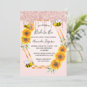 ブライダルシャワーバラ金ゴールドグリッタードリップスブライドto bee 招待状 (スタンド正面)