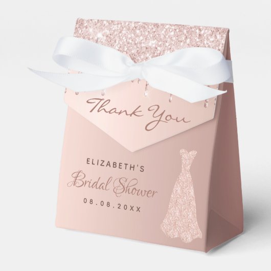 ブライダルシャワーバラ金ゴールドグリッタードレ感謝していスユー フェイバーボックス (正面サイド)