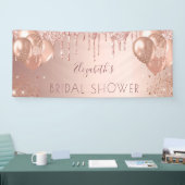 ブライダルシャワーバラ金ゴールドグリッターバルーンパーティー 横断幕 (トレードショー)