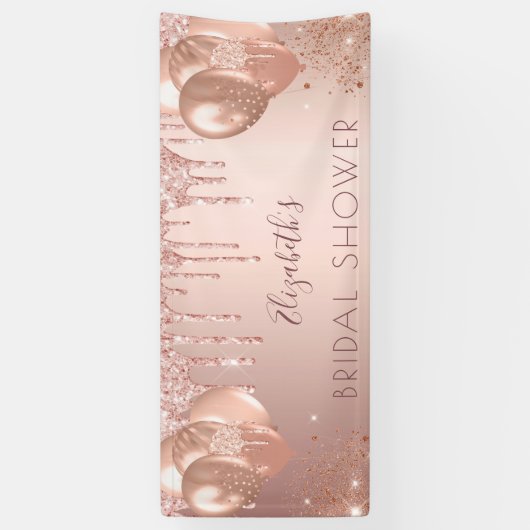 ブライダルシャワーバラ金ゴールドグリッターバルーンパーティー 横断幕 (縦)