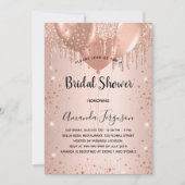 ブライダルシャワーバラ金ゴールドグリッターバルーン 招待状 (正面)