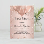 ブライダルシャワーバラ金ゴールドグリッターバルーン 招待状 (スタンド正面)