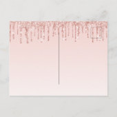 ブライダルシャワーバラ金ゴールドグリッターピンク ポストカード (裏面)