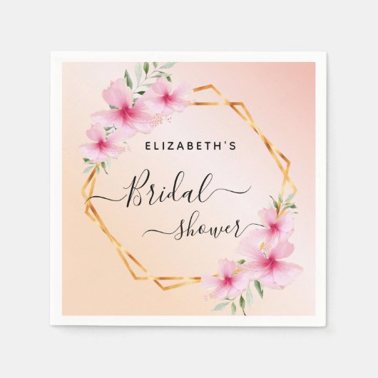 ブライダルシャワーバラ金ゴールドグリッター乾燥ガラス スタンダードカクテルナプキン (正面)