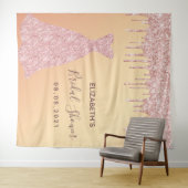 ブライダルシャワーバラ金ゴールドグリッター乾燥ガラス タペストリー (インサイチュ(横))