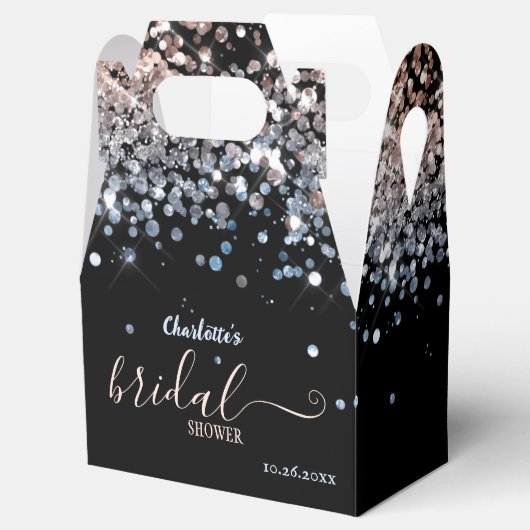 ブライダルシャワーバラ金ゴールドグリッター優先ボックス フェイバーボックス (オープン)